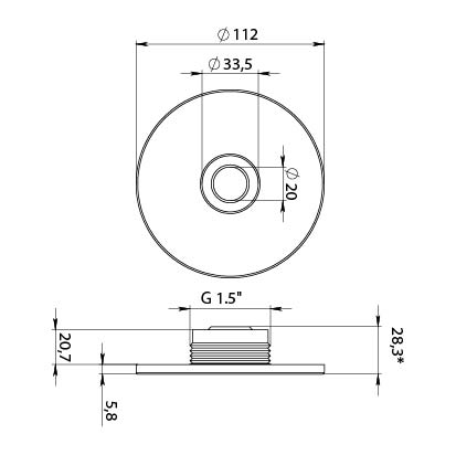 Blende für Ocean® Einlaufdüse DIN V4A AISI 316, 11/2“ AG