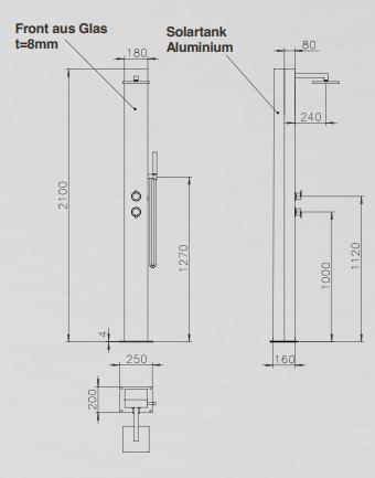 Ideal Solardusche Trinidad Solar mit Handbrause