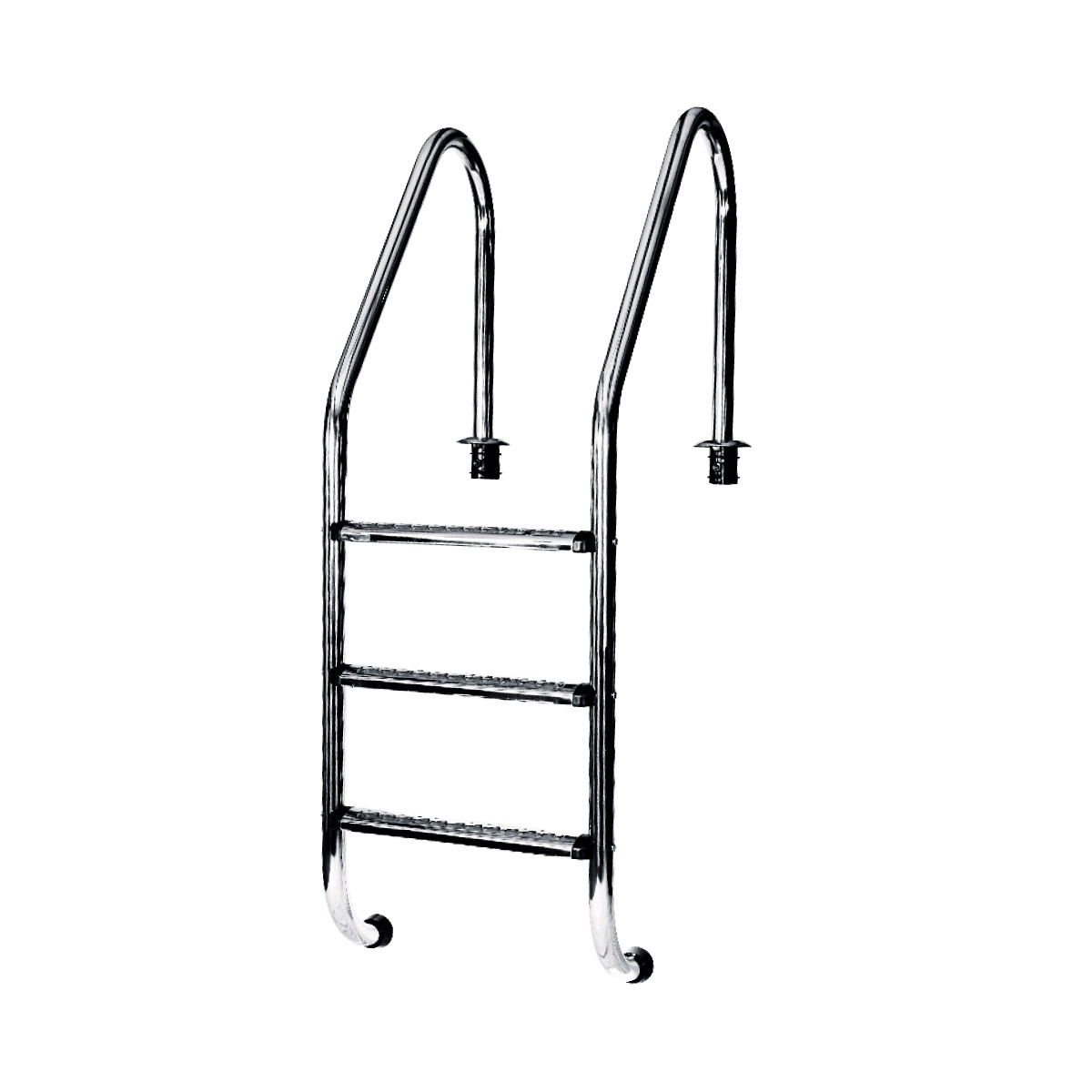 Edelstahlleiter STANDARD d43 mm 3-stufig V4A mit  Antislip Stufen