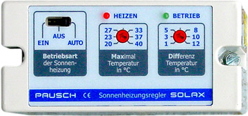 Solarregler 230V SOLAX m. Fühler u.Tauchhülse +Sockel