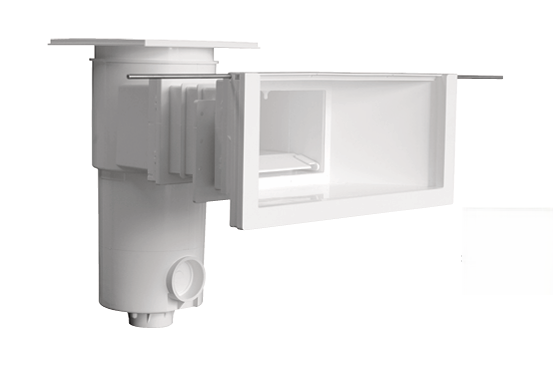 High Level Einbauskimmer Breitmaul mit Messinghülsen weiß