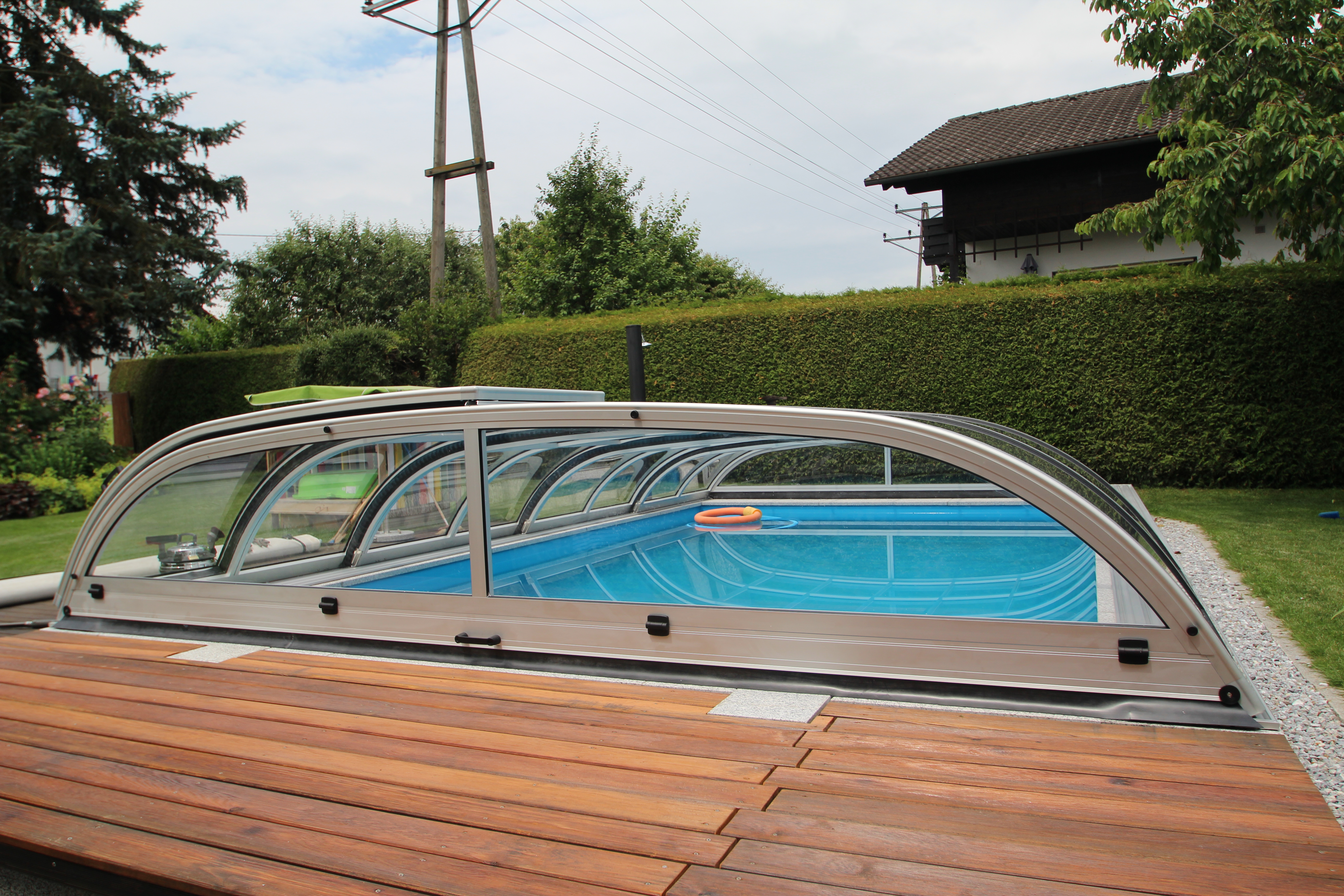 Styroporstein Pool Set mit Überdachung 7,0 x 3,5 x 1,5m und Schacht 1,0 x 3,5m