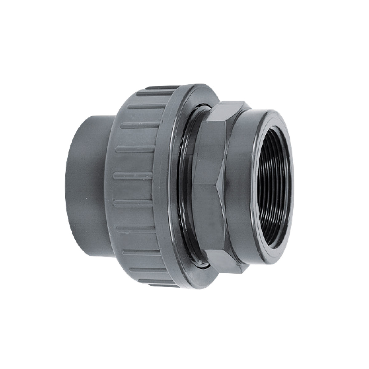 Verschraubung PVC- d63 x 2" Klebe x Innengewinde GRAU