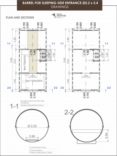 FASS FÜR SCHLAFSEITE EINGANG Ø2,2 X 5,4 M MIT MÖBEL