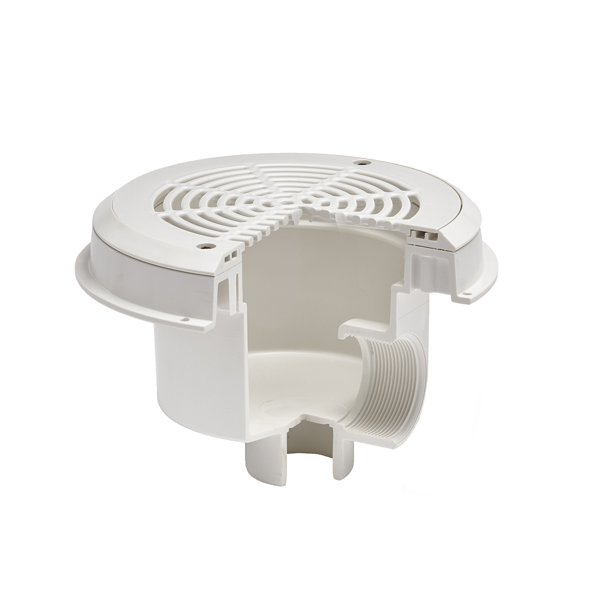 Ocean® Bodenablauf M5 Edelstahleinsätze A4 ABS weiß mit M5 Schrauben, 2" Innengewinde