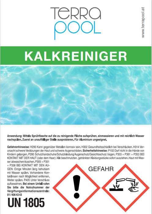 Kalkreiniger für Pool/Aussenbereich und Zementschleierentferner