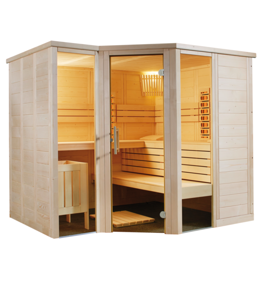 Arktis Infra+ Massivsauna: Sauna-Infra-Kombi 2340 x 2060 x 2040 mm