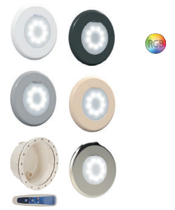LED komplett Wireless-Scheinwerfer (Lumen 1.100) Lumiplus Flexi V1, LED Lichtfarbe , Blende hellgrau RGB