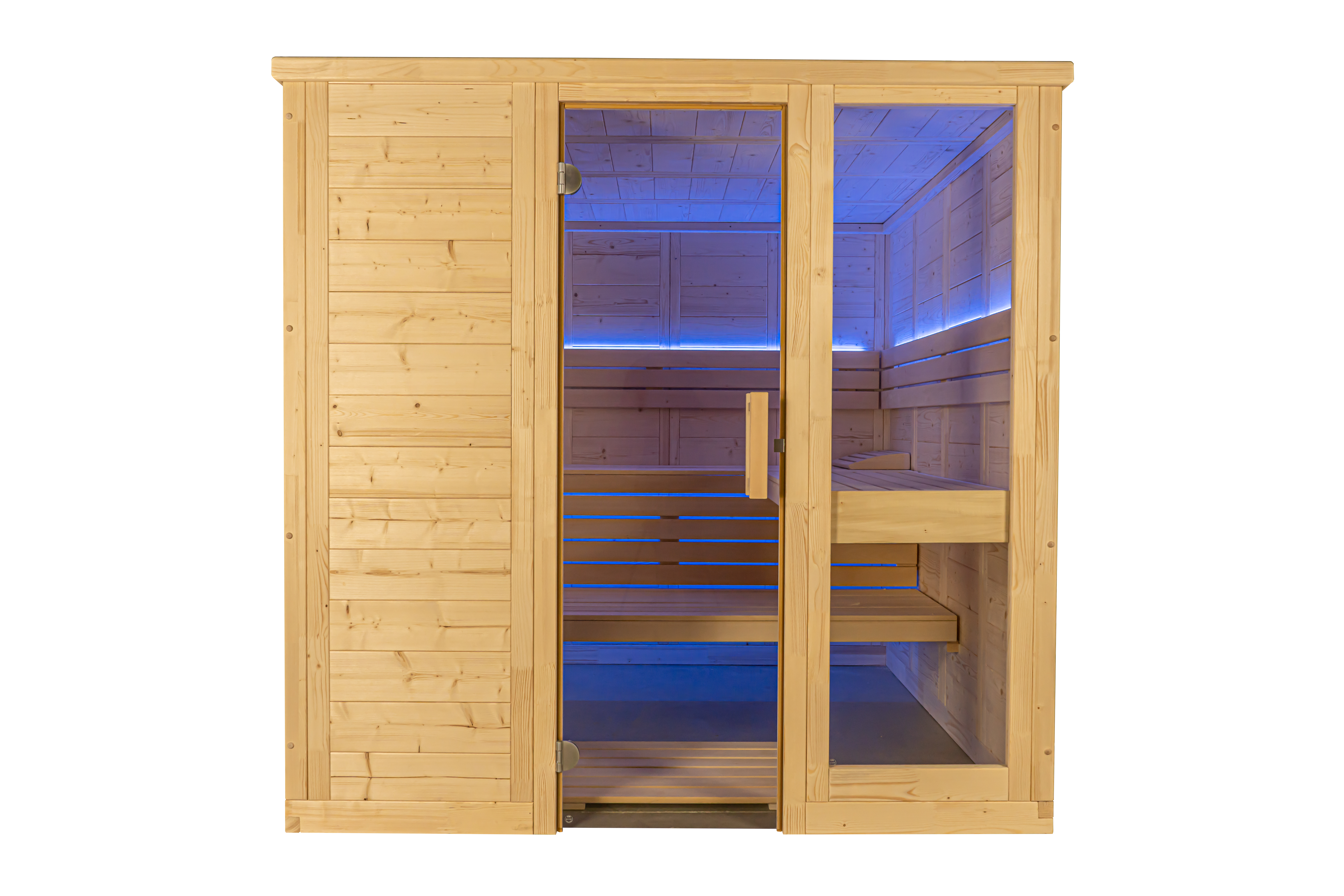 Massivsauna Komfort Large  aus massiver Fichte 2080 x 2060 x 2040mm