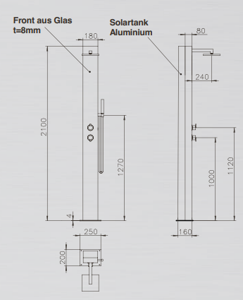 Ideal Solardusche Saba Solar mit Handbrause