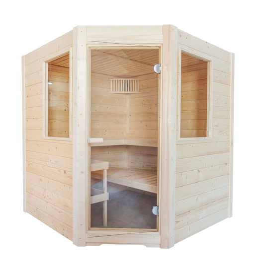 Massivsauna aus massiver Fichte Basic Corner 1950 x 1870 x 2040 mm