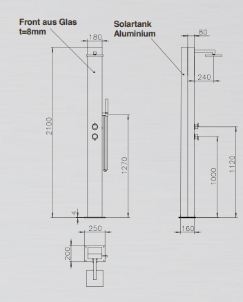 Ideal Solardusche Kuba Solar mit Handbrause