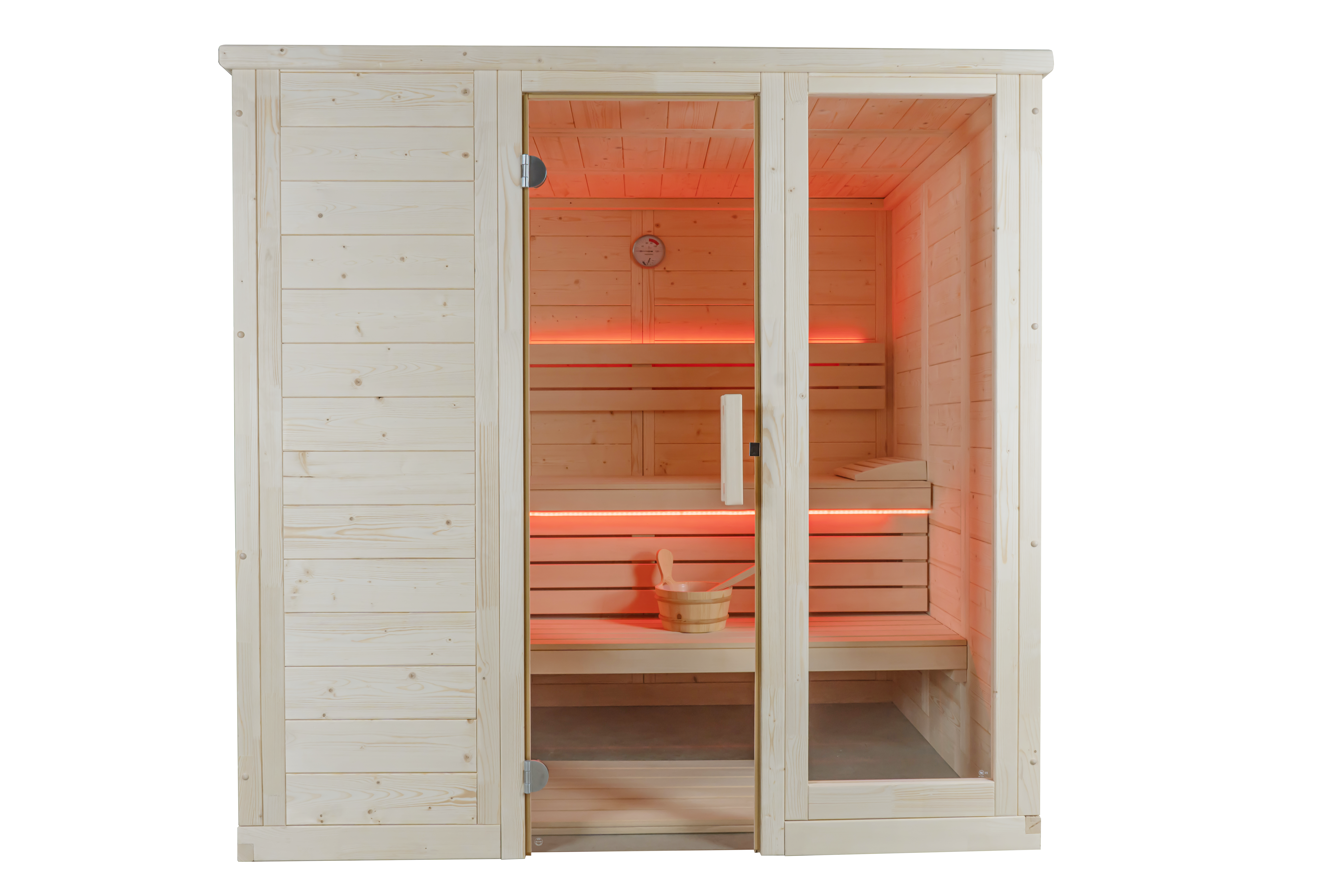 Massivsauna Komfort Small aus massiver Fichte 2080 x 1580 x 2040mm