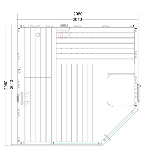 Alaska Corner Infra+ Massivsauna: Sauna-Infra-Kombi 2060 x 2060 x 2040 mm Alaska Corner Infra+ Massivsauna: Sauna-Infra-Kombi 2060 x 2060 x 2040 mm