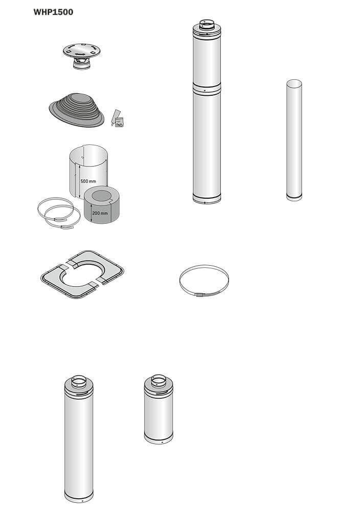 Edelstahlschornstein Set 1500