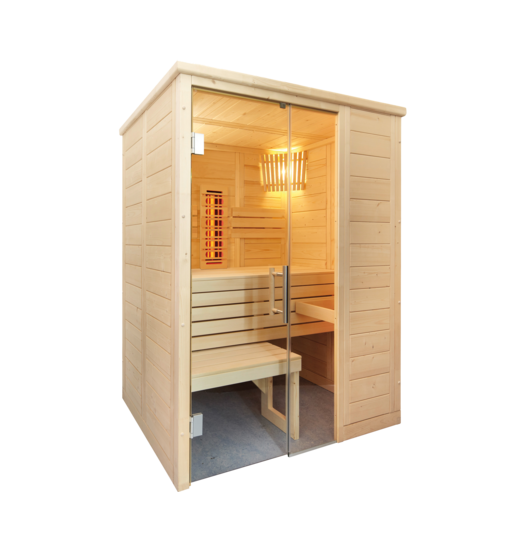 Alaska Mini Infra+ Massivsauna: Sauna-Infra-Kombi 1600 x 1100 x 2040 mm Alaska Mini Infra+ Massivsauna: Sauna-Infra-Kombi 1600 x 1100 x 2040 mm