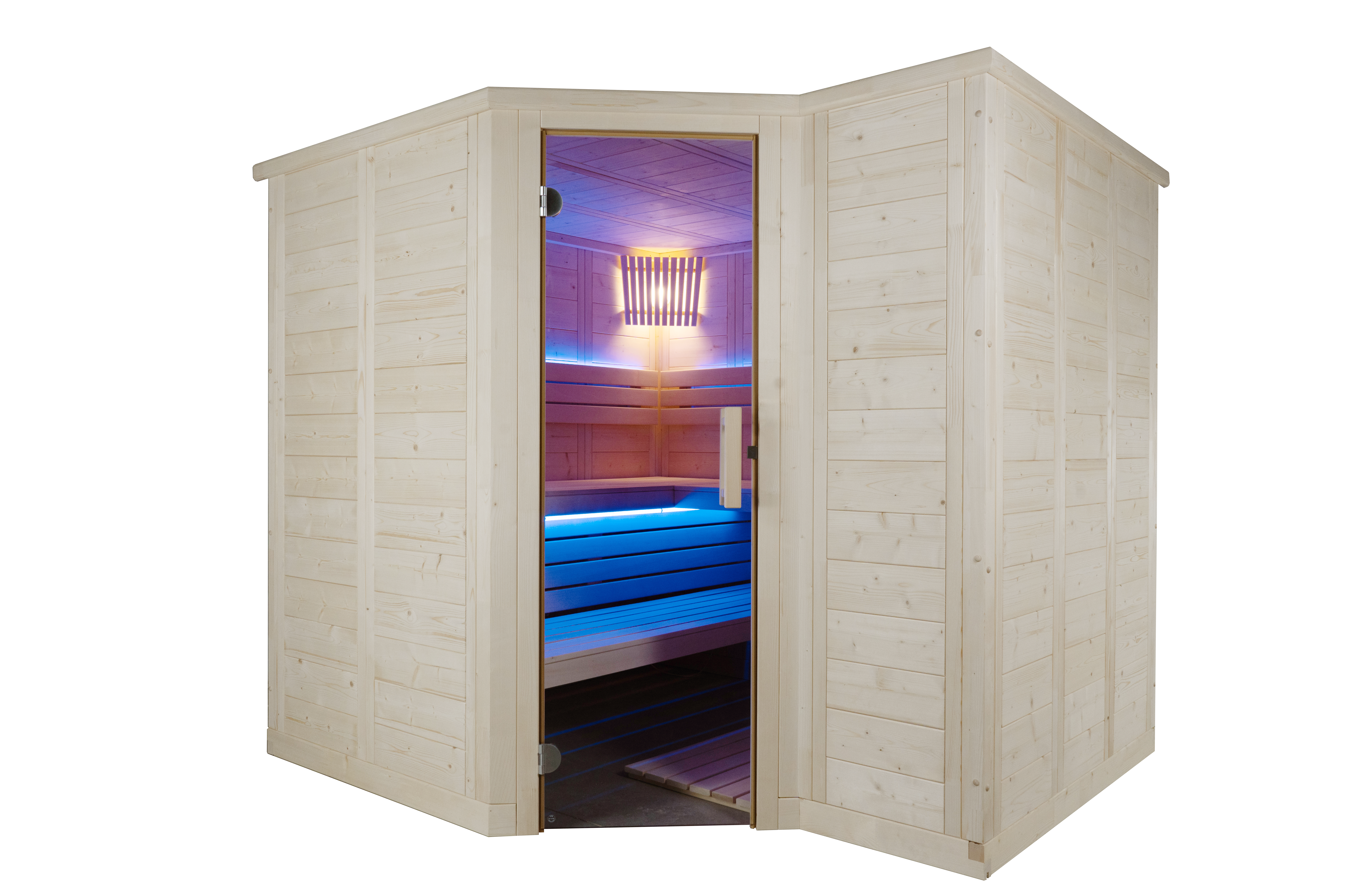 Massivsauna  Polaris Large aus massiver Fichte 2340 x 2060 x 2040mm