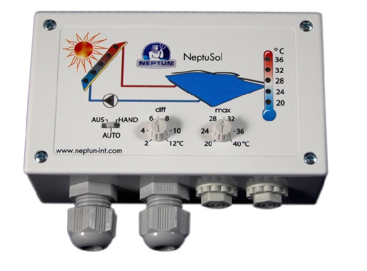 Solarsteuerung NeptuSol inkl. 2 Fühler und 2 Tauchhülsen