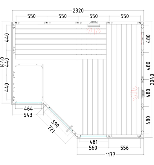 Arktis Infra+ Massivsauna: Sauna-Infra-Kombi 2340 x 2060 x 2040 mm Arktis Infra+ Massivsauna: Sauna-Infra-Kombi 2340 x 2060 x 2040 mm