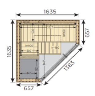 Saunakabine Harvia Variant View Corner S1616CV